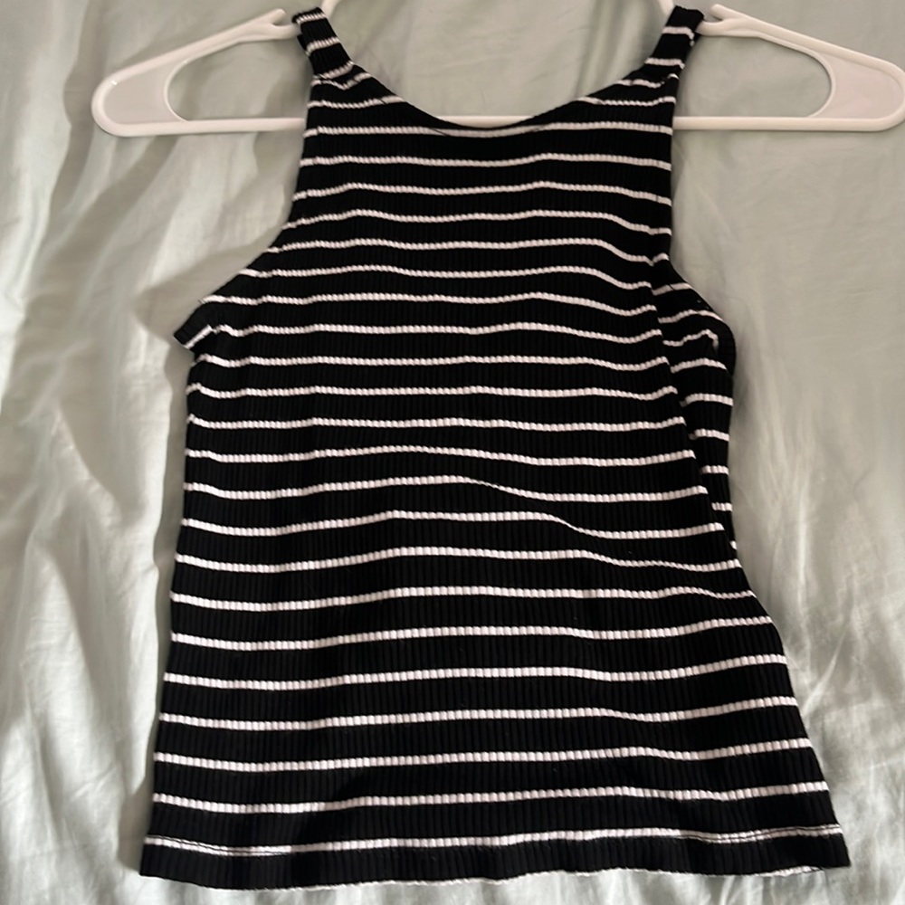 black and white striped crop tank, size small or XS